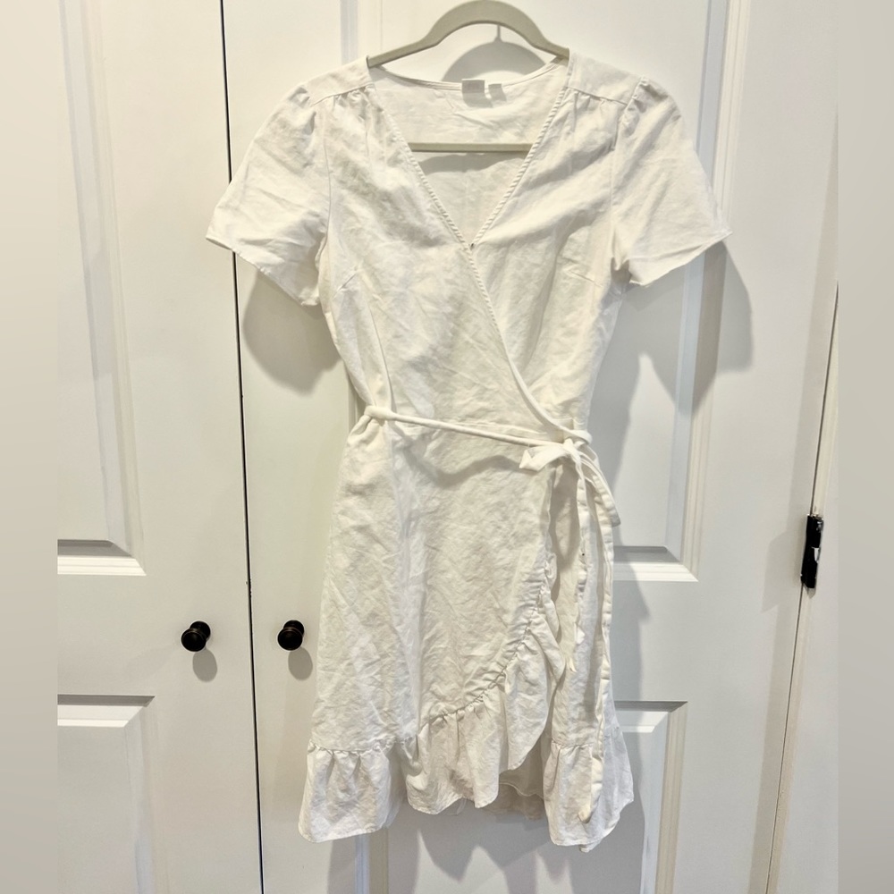 GAP White Linen Wrap Dress